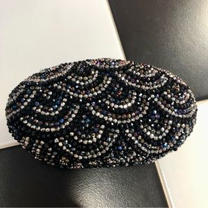 NWT Y2K Vintage Cache Beaded Rhinestone Evening Bag Clutch Hard Shell Sparkly